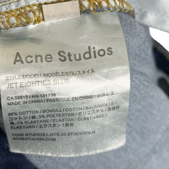 Acne Studios Jet Skinny Jeans Women’s Size 25 Eighties Blue Mid Rise Stretch Fit - Picture 8 of 14